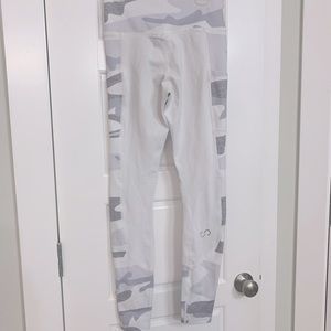 Camo, grey and white workout leggings..
